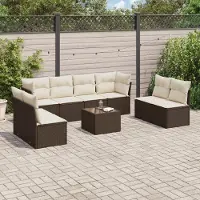 Prolenta Maison Exclusive - Salon de jardin avec coussins 9 pcs marron résine tressée