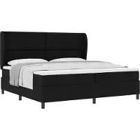 vidaXL Lit boxspring avec tête de lit noir 200 x 200 cm Tissu