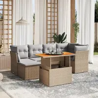 Prolenta Maison Exclusive - Salon de jardin avec coussins 7 pcs beige résine tressée