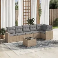 Prolenta Maison Exclusive - Salon de jardin avec coussins 7 pcs beige résine tressée