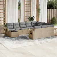Prolenta Maison Exclusive - Salon de jardin 11 pcs avec coussins beige résine tressée