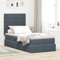 Prolenta Maison Exclusive - Lit coffre à LED avec matelas, gris foncé, 90 x 190 cm, velours