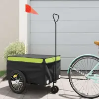 Prolenta Maison Exclusive - Remorque pour vélo, noire et verte, capacité de 45 kg, en fer