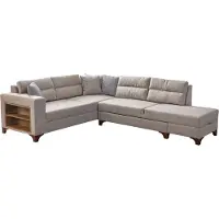AEA Massives Ecksofa mit eingebauten Regalen in zartem Cremefarbton