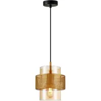ITALUX Lampe suspendue avec abat-jour en verre ambré pour salon chambre 1xE27 40W VINOTI