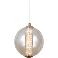 ITALUX Lampe suspendue décorative pour cuisine sur îlot verre ambre petite sphère couleur chaude LED 6W BUTERO