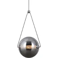 ITALUX Lampe suspendue moderne pour salon cuisine chrome verre fumé sphère couleur chaude LED 9W RASTIA