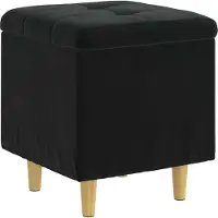 vidaXL Pouf de rangement avec coussin Noir 40 x 40 x 45 cm Velours