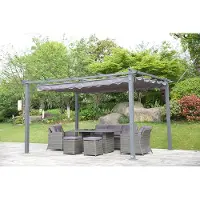 Angel Living 3X4M Pergola Pavillon en aluminium gris et polyester Toit gris réglable