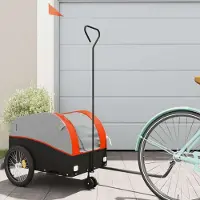 Prolenta Maison Exclusive - Remorque pour vélo, noire et orange, capacité de 30 kg, en fer