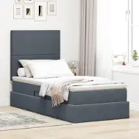 Prolenta Maison Exclusive - Lit coffre à LED avec matelas, gris foncé, 100 x 200 cm, velours