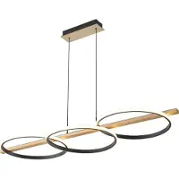 Zuma Line Suspension LED ALMERIA noir-bois naturel 35 W, blanc chaud 4100 lm, métal, dim. : 150 x 120 x 40,9 cm, IP20,