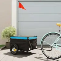 Prolenta Maison Exclusive - Remorque pour vélo, noire et bleue, capacité de 30 kg, en fer
