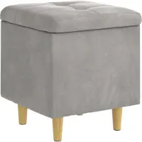 Syfax Pouf de rangement Gris clair 40 x 40 x 45 cm Velours