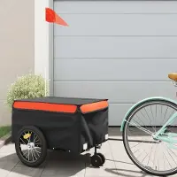 Prolenta Maison Exclusive - Remorque pour vélo, noire et orange, capacité de 45 kg, en fer