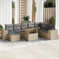 Prolenta Maison Exclusive - Salon de jardin avec coussins 9 pcs beige résine tressée