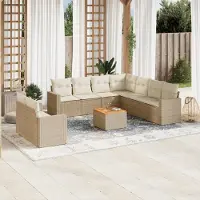 Prolenta Maison Exclusive - Salon de jardin avec coussins 10 pcs beige résine tressée