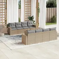 Prolenta Maison Exclusive - Salon de jardin avec coussins 9 pcs beige résine tressée