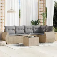Prolenta Maison Exclusive - Salon de jardin avec coussins 6 pcs beige résine tressée