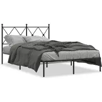 Prolenta Maison Exclusive - Cadre de lit avec tête de lit en métal noir 120x200 cm