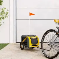 Prolenta Maison Exclusive - Remorque pour vélo, pour chiens, jaune et grise. Fabriquée en tissu Oxford et en fer