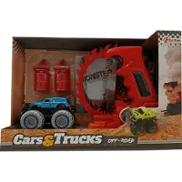 Toi-Toys CARS_TRUCKS Monster Truck Set - Shooter Launcher + Rampe, Jouet Stunt à partir de 3 ans bleu