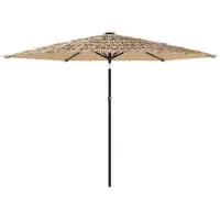 Syfax Parasol de jardin avec LED et mât en acier marron 288x288x225cm