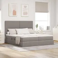 Prolenta Maison Exclusive - Lit coffre à LED avec matelas taupe 180 x 200 cm en tissu