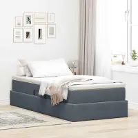Prolenta Maison Exclusive - Lit coffre avec matelas, gris foncé, 90 x 190 cm, velours