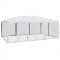 Syfax Tente de fête avec 10parois latérales en maille blanc 6x4m PEHD