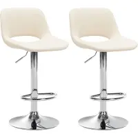 CLP 2x Chaise de bar Camden - simili-cuir, structure chromée - Crème