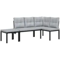 Syfax Ensemble de banc de jardin avec coussins 3 pcs noir