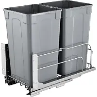 Vevor Poubelle de cuisine à double tiroir, fermeture douce, gris, 27QTx2