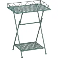 Mica Decorations Table de balcon Marseille – Étagère à plantes – 50 x 38 x 68 cm – Table d'appoint – Fer résistant aux intempéries – Mobilier de balcon – Vert