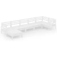 Syfax Salon de jardin 7 pcs Bois de pin massif Blanc