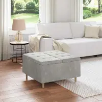 Prolenta Maison Exclusive - Coffre de rangement en velours gris clair, 80 x 80 x 45 cm