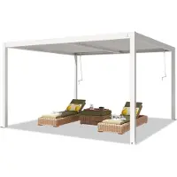 TOOLPORT PRIMEYARD Pergola 4x4 m poteaux en aluminium blancs avec lames orientables en acier pavillon