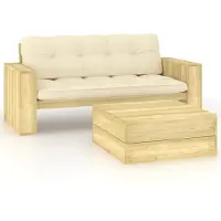 Syfax Salon de jardin 2 pcs avec coussins bois de pin imprégné
