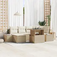 Prolenta Maison Exclusive - Ensemble de canapé de jardin, 7 pièces. Rotin synthétique beige et crème