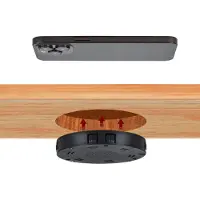 Kalb Material für Möbel kalb | Chargeur sans fil 15W, Invisible, 85mm x 13,5mm, Universel, Protégé, Chargement inductif, QC 3.0 USB, Plug & Play, noir