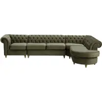 Wintech Chesterfield - Canapé d’angle droit modulaire - Velluto 19 - wax black