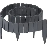 Relaxdays Bordure de parterre , 200 cm de long, flexible, hauteur visible : 10 cm, à enfoncer, en bois, clôture de parterre, bordure de pelouse, anthracite
