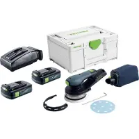 Festool ETSC 2 125-Basic Ponceuse excentrique sans fil 18 V 125 mm Brushless + 2x batterie 3,0 Ah + chargeur + Systainer