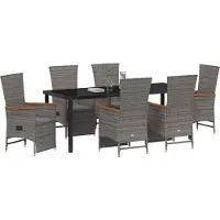 Syfax Ensemble de salle à manger pour jardin 7 pcs Gris polyrotin