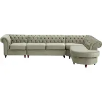 Wintech Chesterfield - Canapé d’angle droit modulaire - Velluto 15 - dark oak