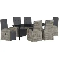 Syfax Ensemble de salle à manger pour jardin 7 pcs Gris polyrotin