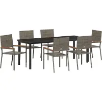 Syfax Ensemble de salle à manger pour jardin 7 pcs Gris polyrotin