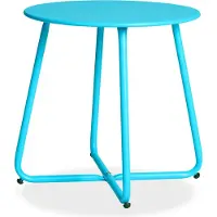 Homestyle4u Table basse ronde Table de jardin Table d'appoint Métal Massif Bleu Table exterieur