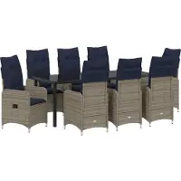 Syfax Ensemble de salle à manger pour jardin 9 pcs Noir polyrotin