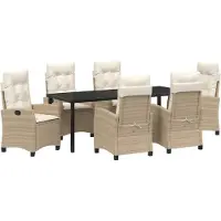 Syfax Ensemble de salle à manger pour jardin 7 pcs Beige polyrotin